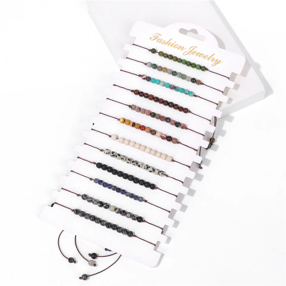 Wholesale 12pcs/set Boho Bracelet Set For Women Men Colorful Natural Stone Crystal Seed Beads Evil Eye Braided Bracelet Bulk