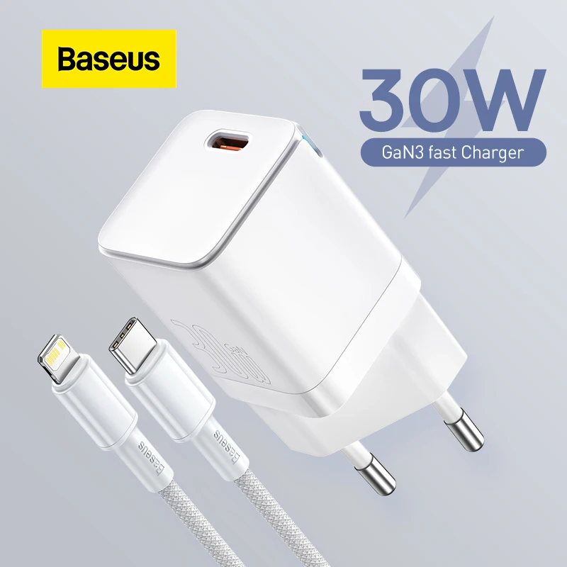 

Baseus GaN3 Phone Charger PD 30W Quick Charge USB C Charger Support PD3.0 QC3.0 Fast Charging For iPhone 13 12 X Pro Max Tablets
