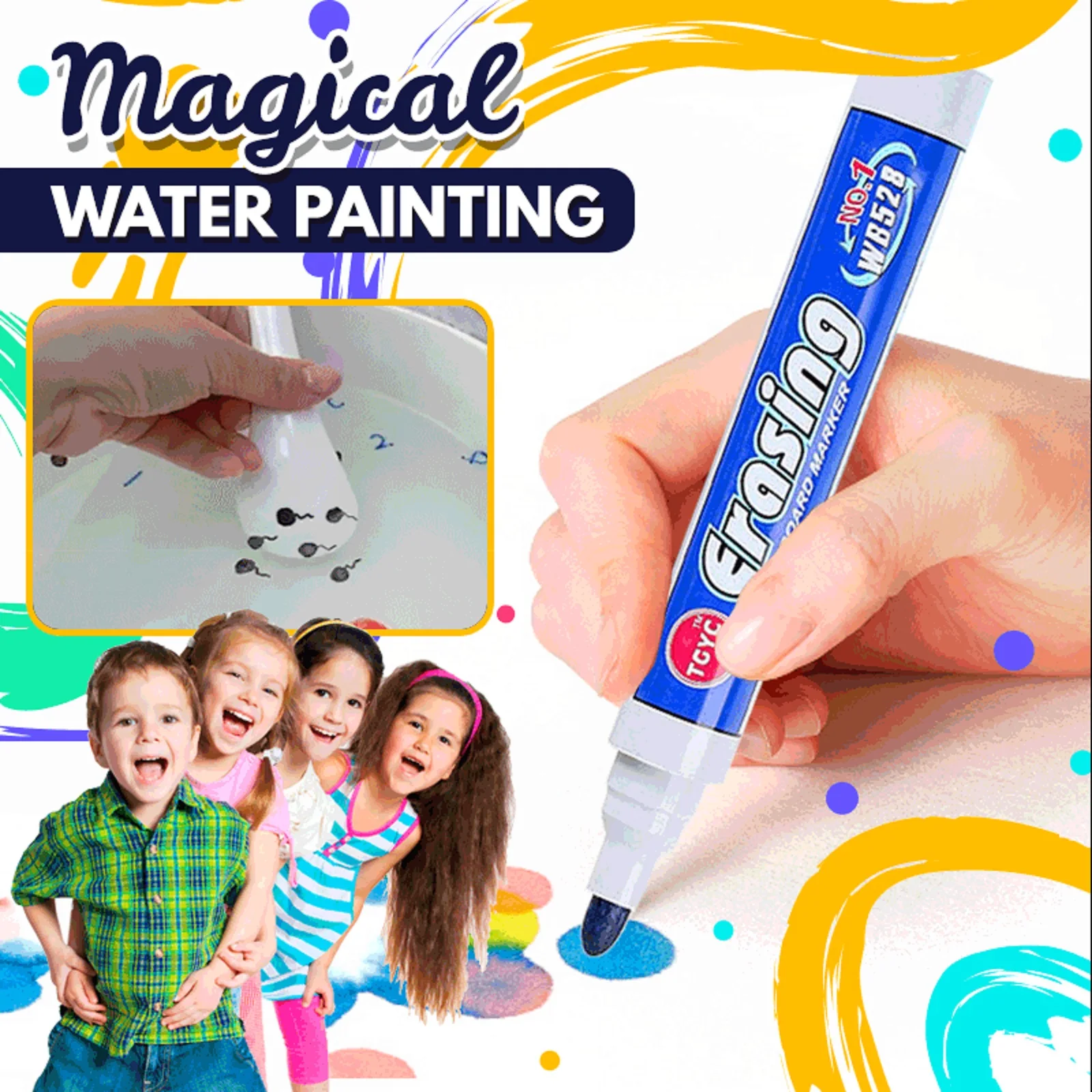 

Wholesale!Magic Watercolor Pen Water Floating Marker Pen Blackboard Erasable Dry Painting Drawing Toys for Children Education