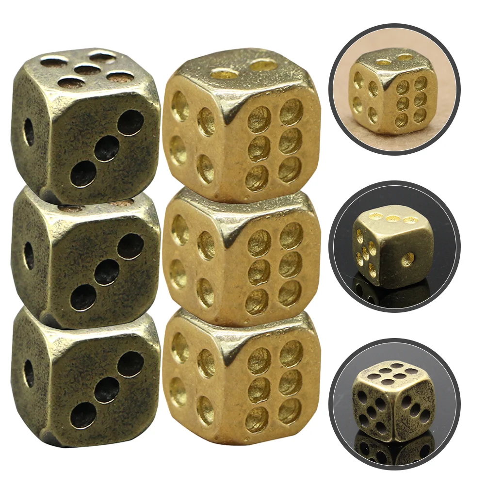 

6Pcs Vintage Dice Copper Dice for Festival Party Birthday Carnival Nightclub
