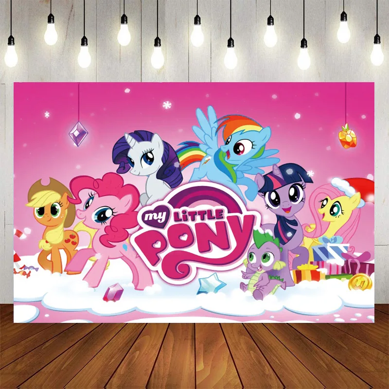 Customizable Cartoon Little Pony Birthday Party Decoration Pony Balloons Disposable Tableware Sets For Kid Girl Party Supplies images - 6