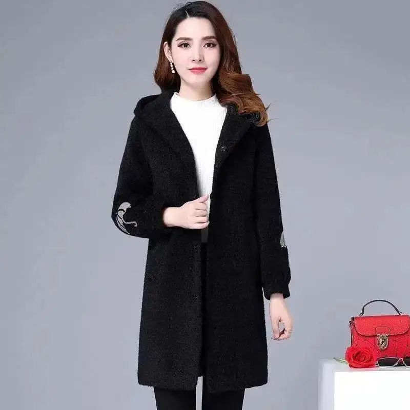 Women Long Warm Faux Lamb Fur Coat Women's 2022 New Mother's Winter Clothes Loose Korean Style of Woolen One Lamb Coat