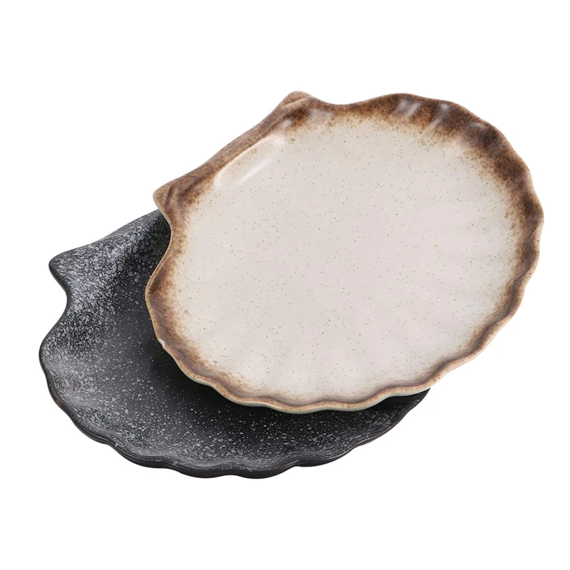 

Japanese Ceramic Sushi Plate Creative Shell-Shaped Snack Plate, Western Plate, Fruit Bowl, Salad Bowl, Steak Tray