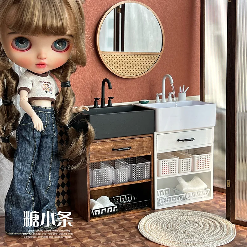

Миниатюрный Кукольный домик «сделай сам», миниатюрная модель раковины в ванную комнату, с декором для кукол, туалетные принадлежности