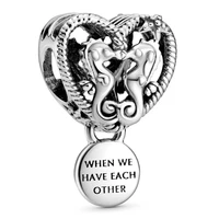 authentic 925 sterling silver moments openwork seahorses heart charm bead fit pandora bracelet necklace diy jewelry