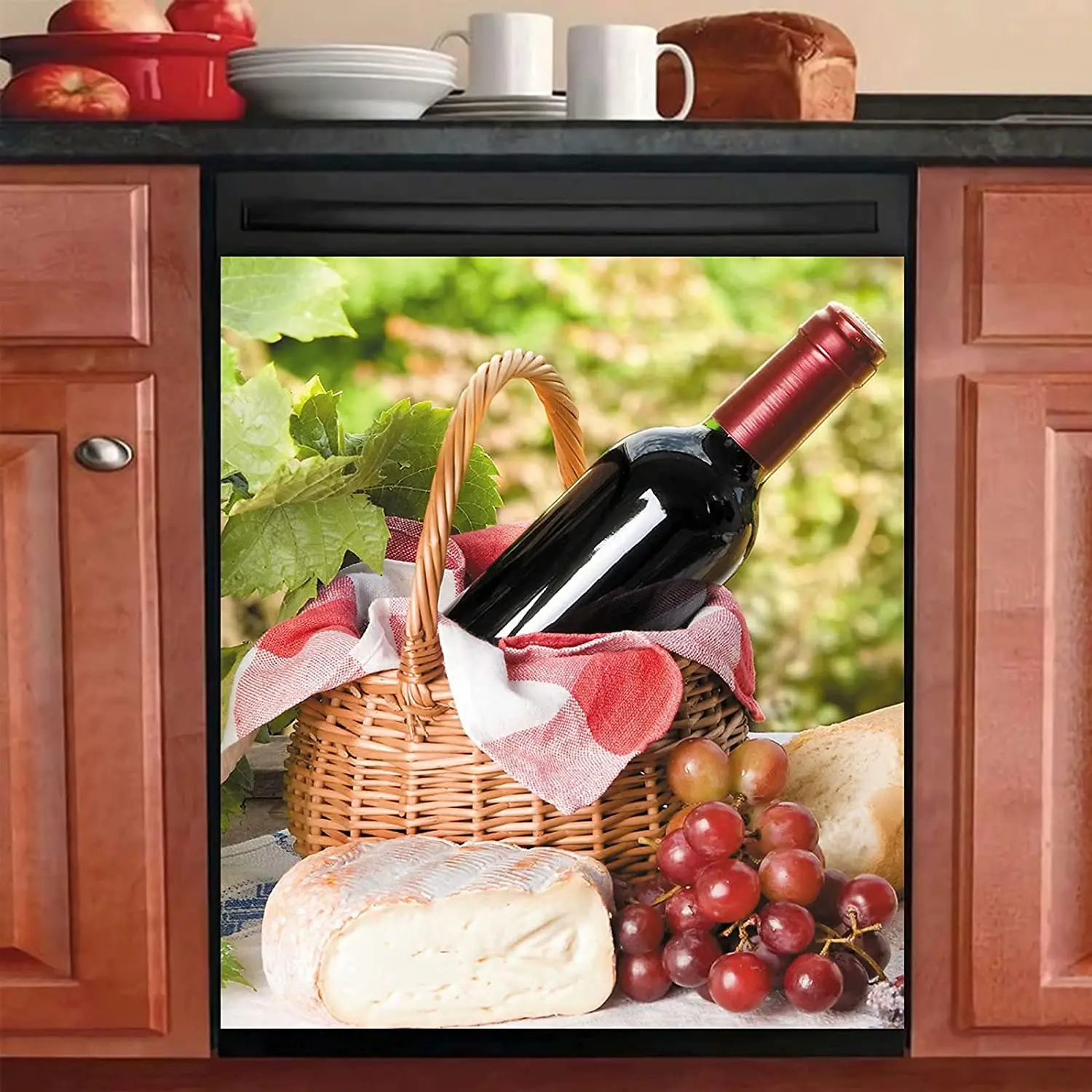 

Homa Wine Food Dishwasher Sticker Cover Magnets Vinyl Decal Magnetic Fridge Panel for Home Decor 23 W x 26 H