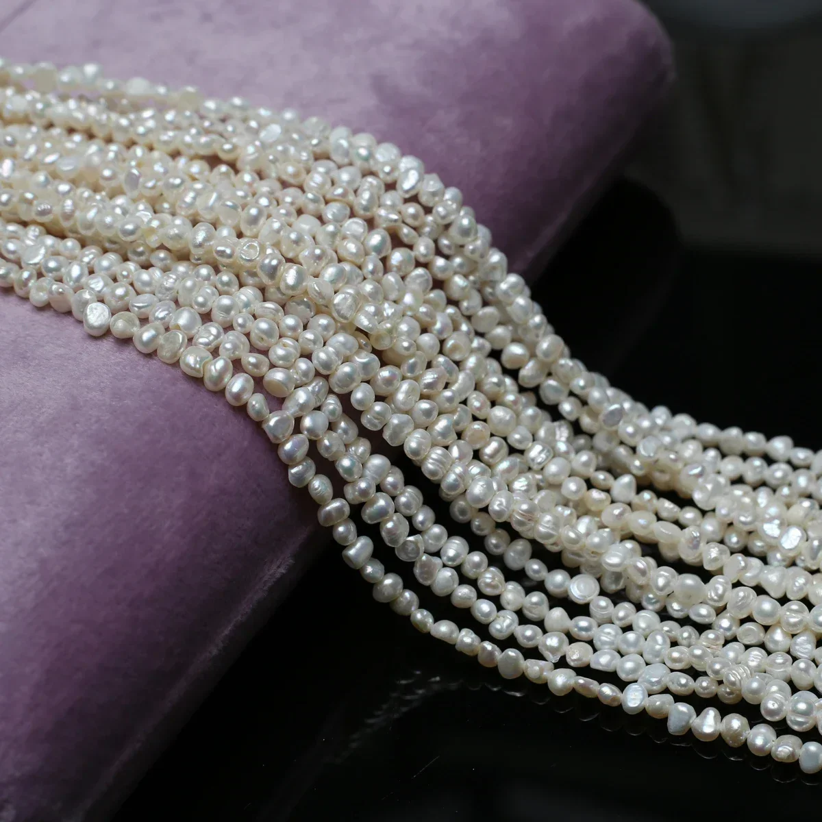 Натуральный пресноводный жемчуг 3-4 мм неправильной формы свободная прокладка