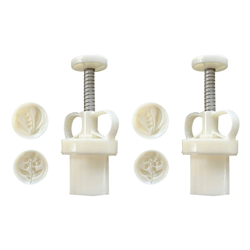 

Flower Mooncake Mold DIY Hand Pressure Fondant Moon Cake Mould with Stamps
