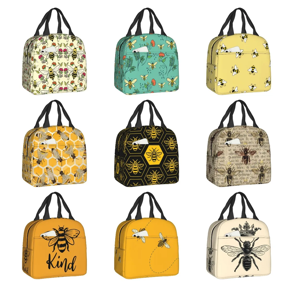 

Медовая пчела и цветок, теплоизолированные ланч-пакеты, Женский ланч-контейнер для влюбленных насекомых для отдыха на природе, кемпинга, путешествий, пищевая коробка