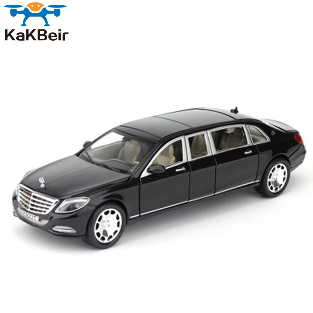 

1:24 Maybach S600 Lengthen Zinc Diecast Alloy Car Model High Simulation Sound And Light Pull Back Kids Toy Christmas Gift