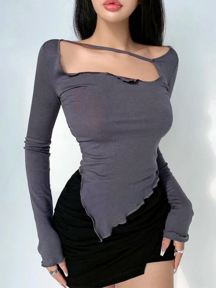 

Body Desire Style T Shirt Women Design Sexy Slim Irregular Thin Top Tees Hot Korean Tops Fashion Ool Girl