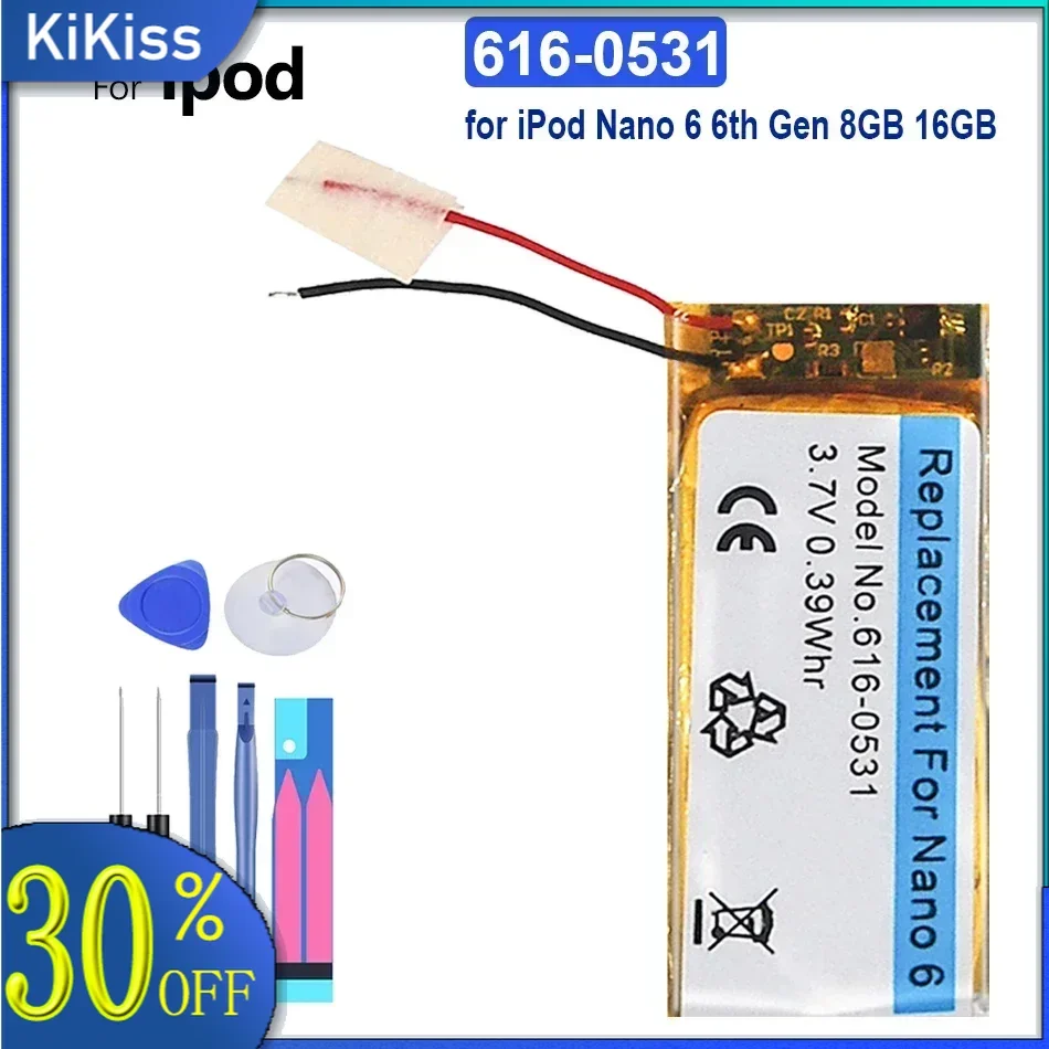 Аккумулятор MP3 616-0531 для IPod Nano 6 6-го поколения 8 ГБ 16 Nano6 Nano6th 4 4-го 7/7th MB903LL/A616-0639616-0640
