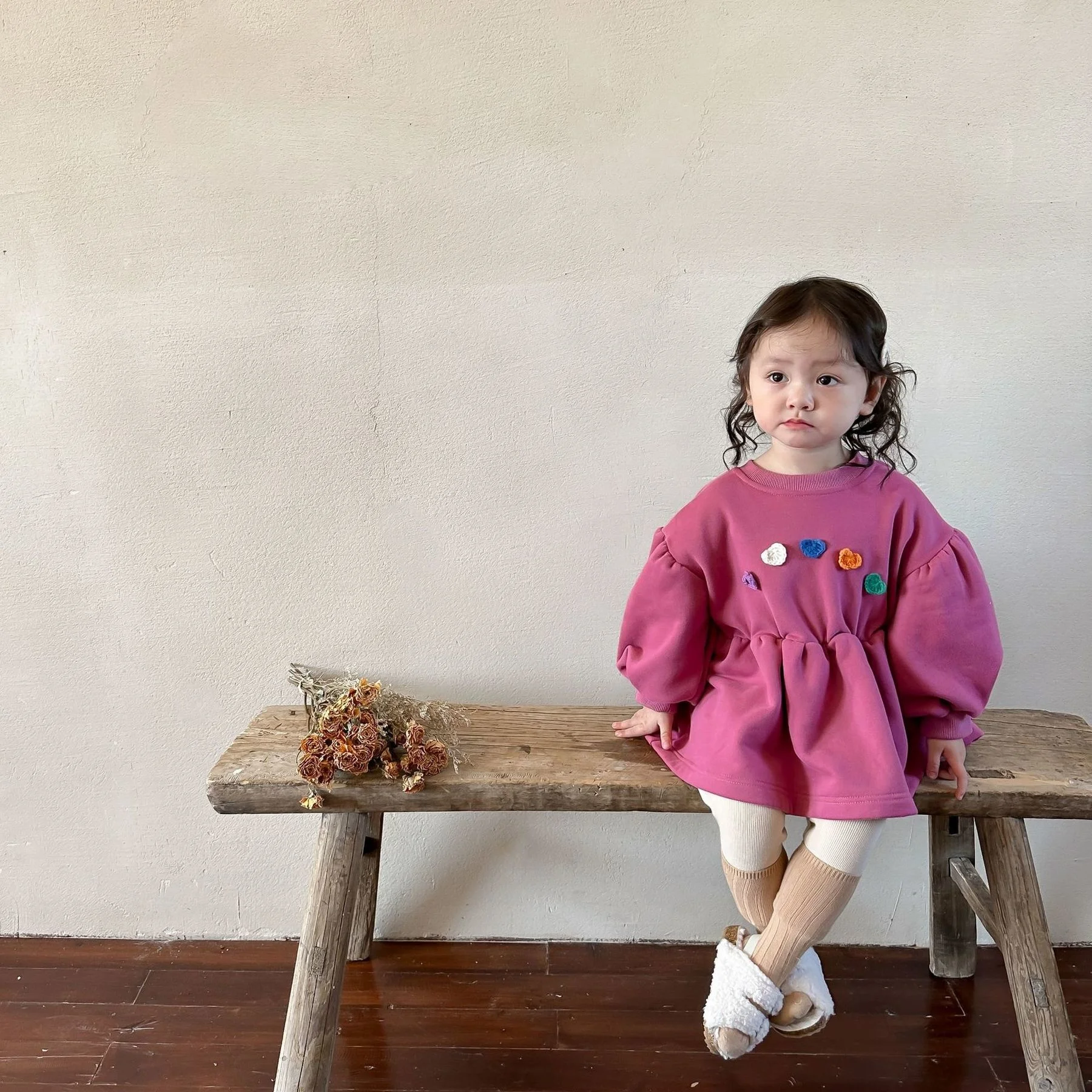 

Spring Long Sleeve Girls Dress Fall Infant Baby Girls Fleece Hooded Dress Korean Heart Design A Dress Pink Children Clothing