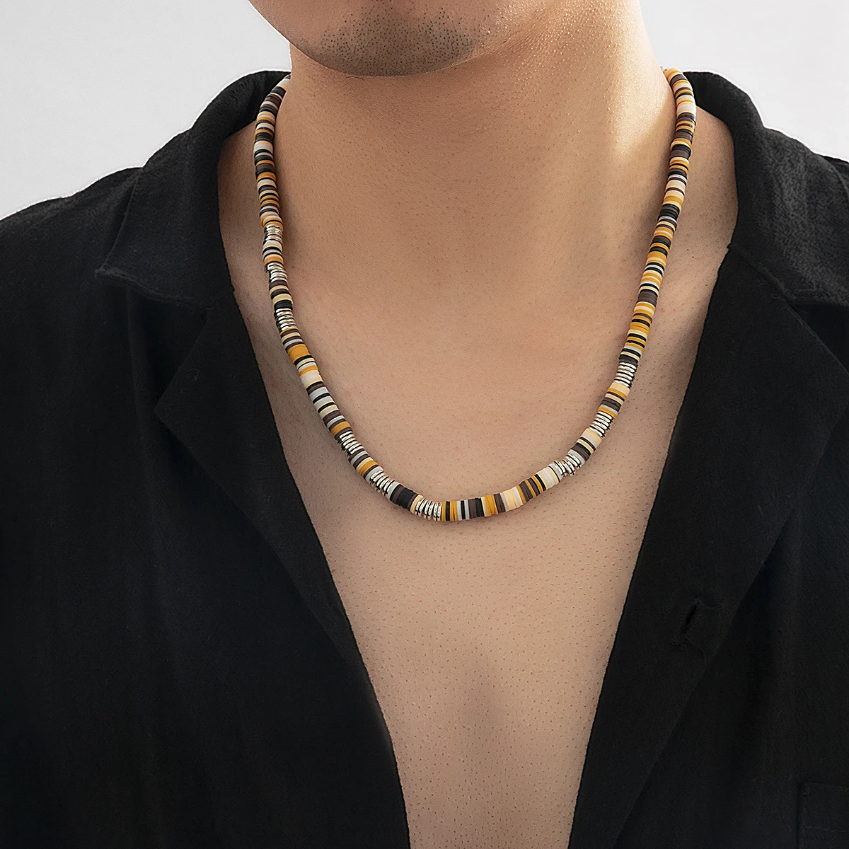 

Fashion Bohemia Soft Pottery Short Clavicle Chain Choker Necklace For Men Hip Hop Creative Charm Minimalism Collar Kpop Jewelry