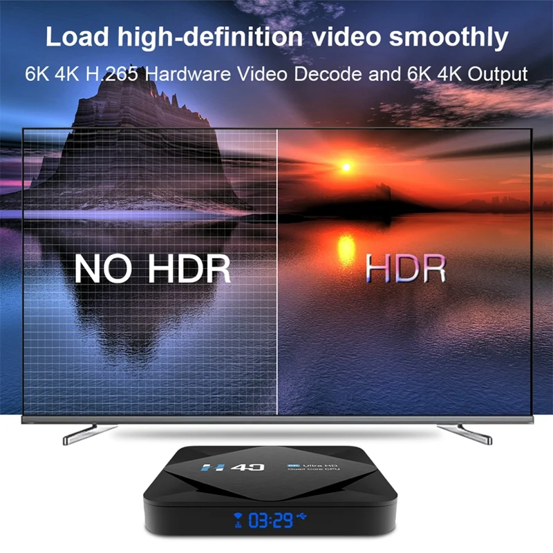 ТВ-приставка на Android 10 4 Гб ОЗУ 6K H.265 медиаплеер 3D видео 2 ГГц 5 Wi-Fi Bluetooth Смарт с