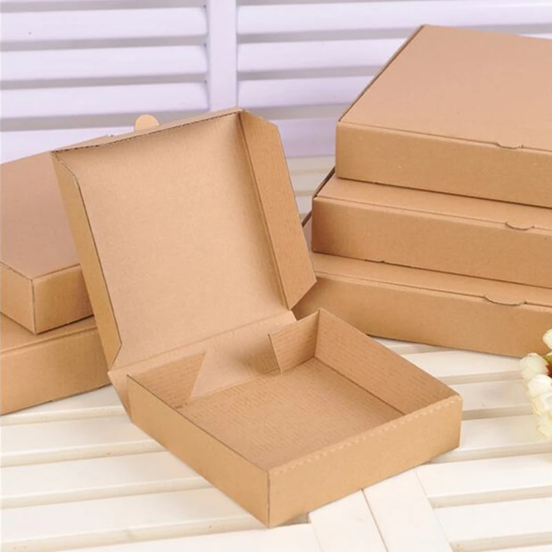 

Free Shipping 100pcs/lot Kraft Pizza Box Blank No Printing Party Food Packaging Box (6" 7" 8" 9" 10")/ Can Customized LOGO