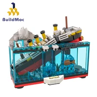 buildmoc mini rms the sinking micro titanic display expansion set iceberg shipwreck ship boat bricks toys for children kid gifts