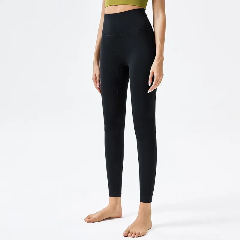 

Бесшовная Женская облегающая одежда телесного цвета для занятий спортом на открытом воздухе с высокой талией и подтягивающими бедра обтягивающие брюки для фитнеса и йоги черные лосины