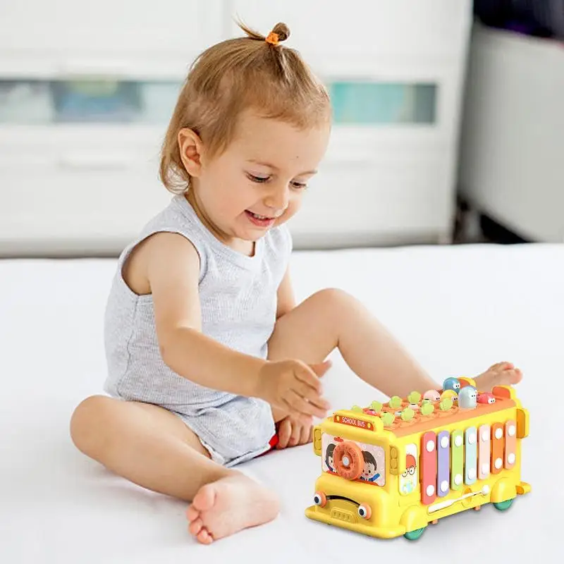 

School Bus Kids Toy Piano Musical Vehicle Boy Toys Colourful Children Bus Games Boy Kids Gifts Educational Toys For Children