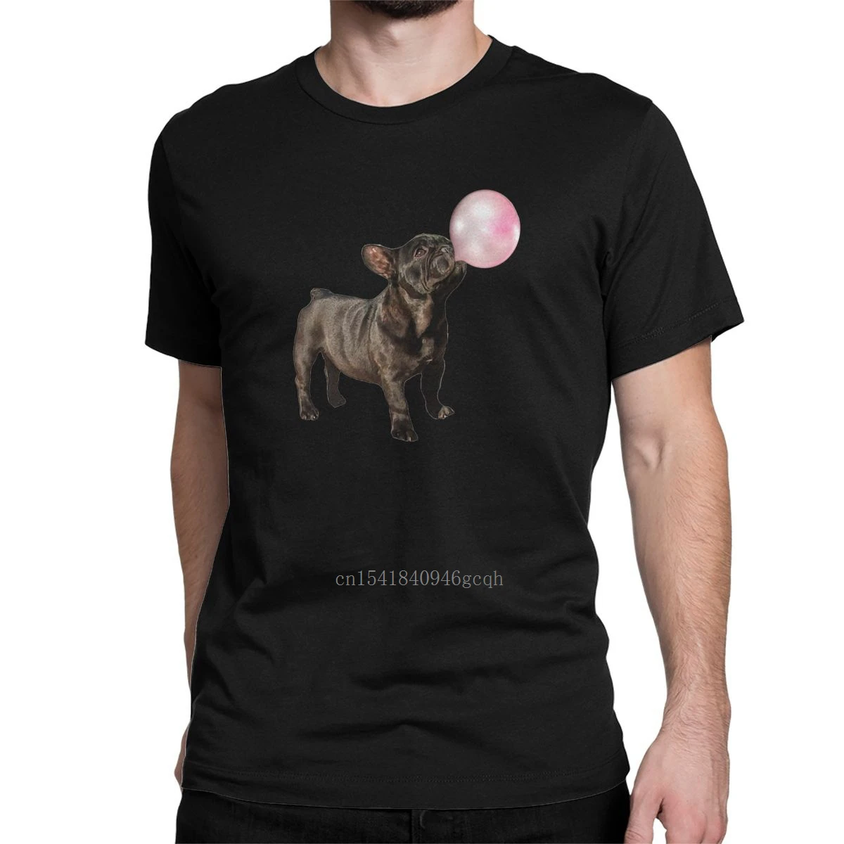 

Men's T-Shirt French Bulldog Bublegum Dog Novelty Cotton Tee Shirt Short Sleeve Dog Lover T Shirt Round Collar Tops Gift Idea