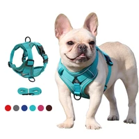 reflective nylon dog harness adjustable medium to large size dog vest for walking and running