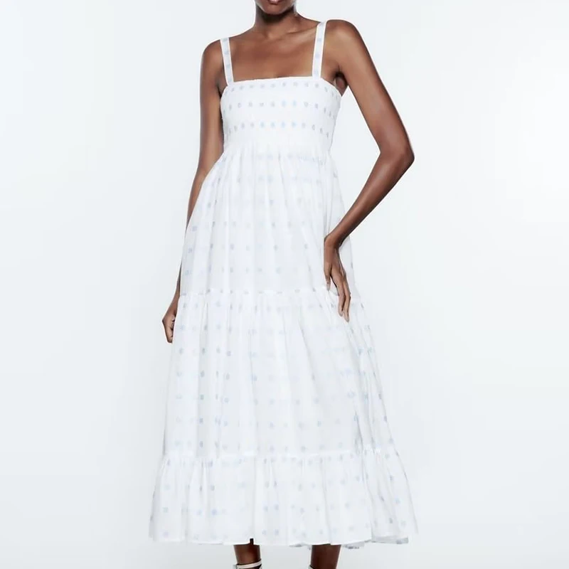 

2022 летнее женское модное платье-комбинация с цветочной вышивкой, повседневное женское длинное платье без рукавов с квадратным вырезом HH6885
