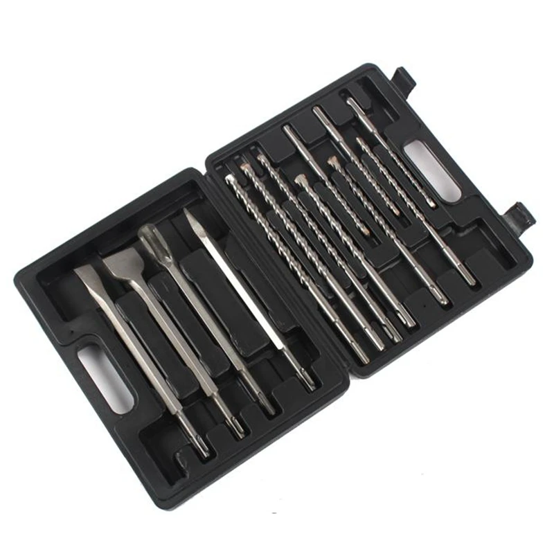 

Hot HG-13 PCS Rotary Hammer Drill And Chisel Bits Set SDS Plus Impact Drill Concrete Brick Masonry Hole Tool With Storage Case