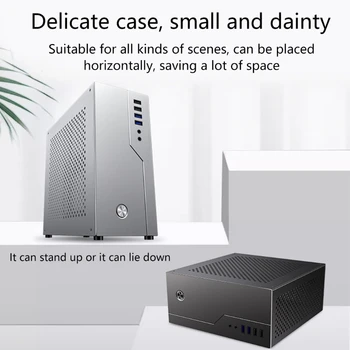 Mini ITX Computer for CASE Aluminum HTPC Office Gaming Home Theater Micro Chassi 5