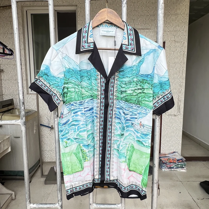 

Мужская футболка с принтом Касабланки, зеленая модная футболка для мужчин, однодневная, лето 2023