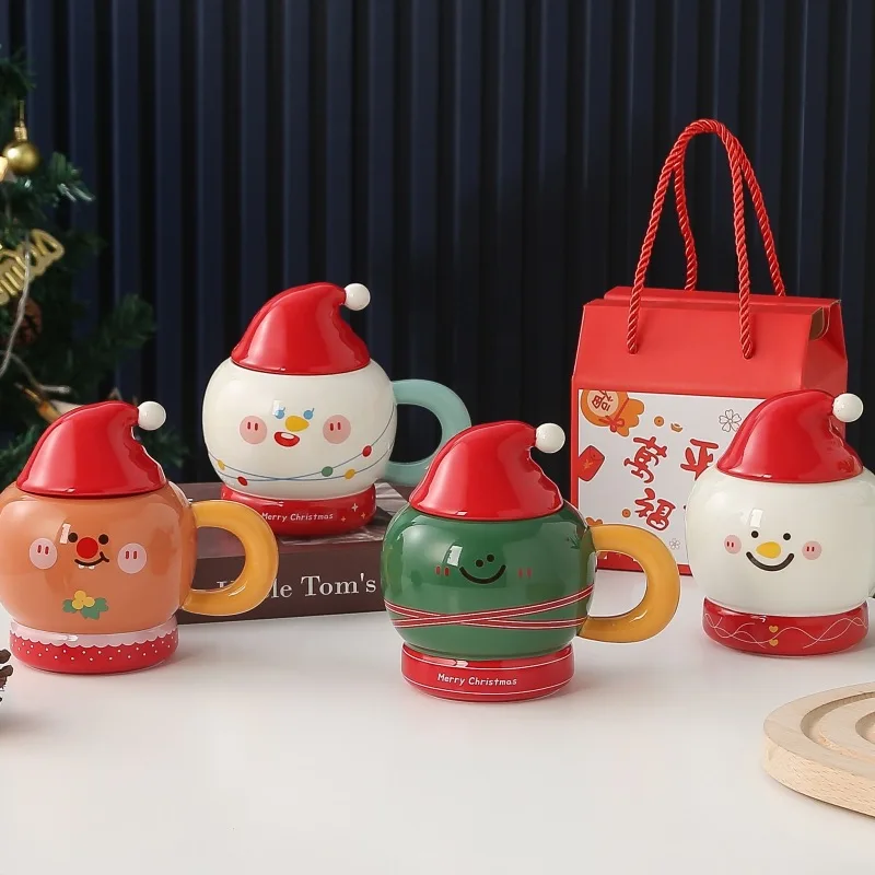 

Рождественская Новая керамическая кружка с изображением снеговика, милая кружка с крышкой, кружка, креативный спутник, подарок, кружки, кофейные чашки