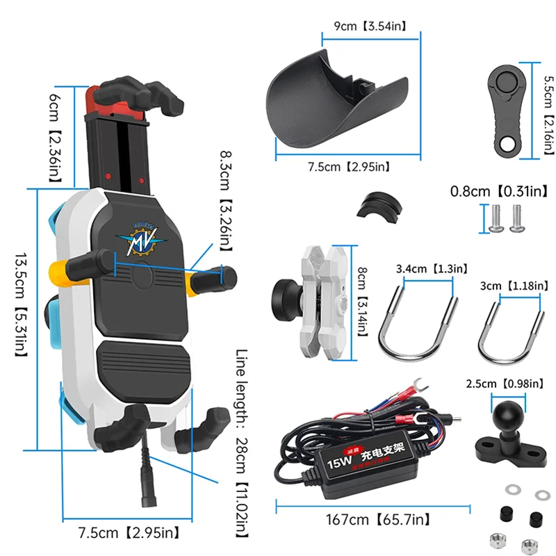 15 Вт Беспроводная зарядка держатель для телефона мотоцикла быстрое зарядное