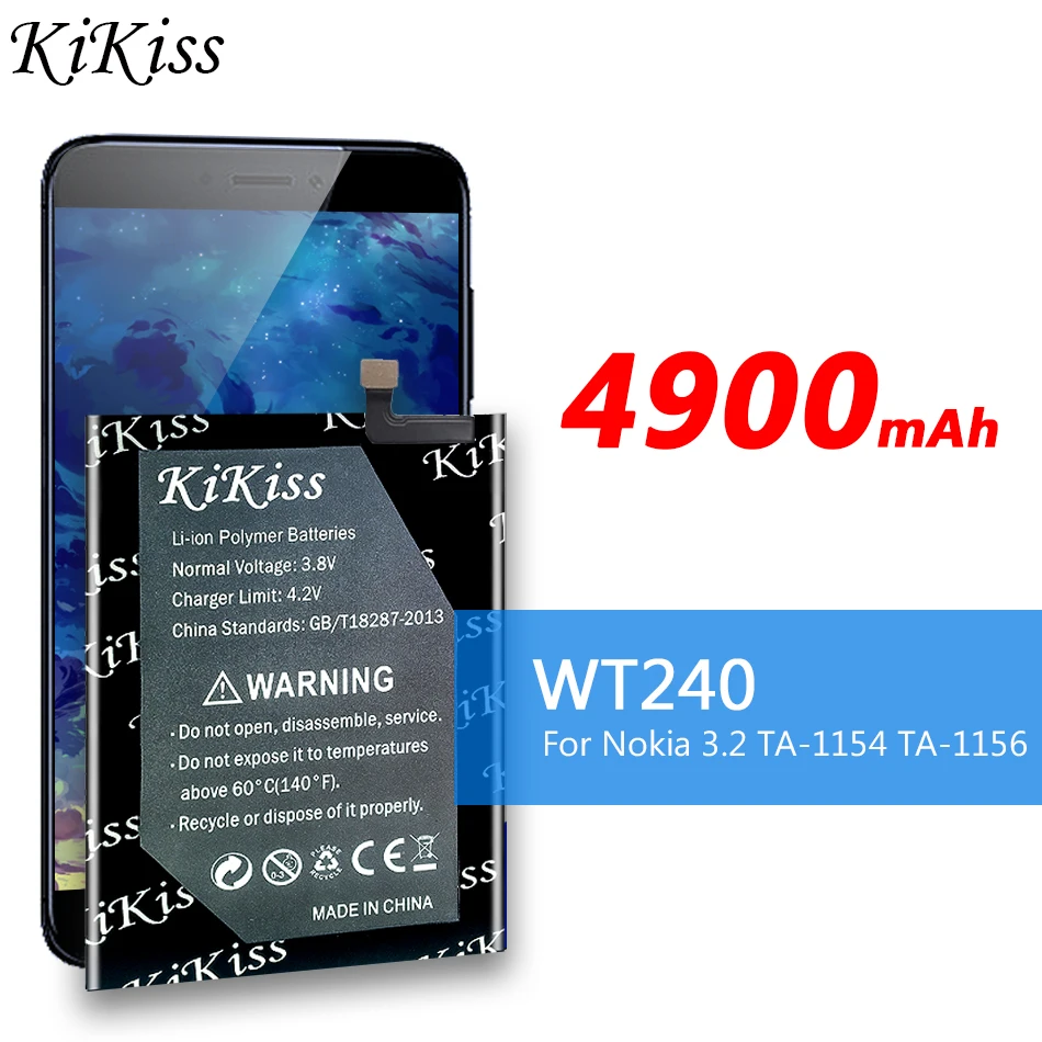 

KiKiss 4900mAh WT240 Battery For Nokia 5.3 TA-1234 TA-1223 TA-1227 TA-1229 TA-1223 Cell Phone Batteries + Gift Tools