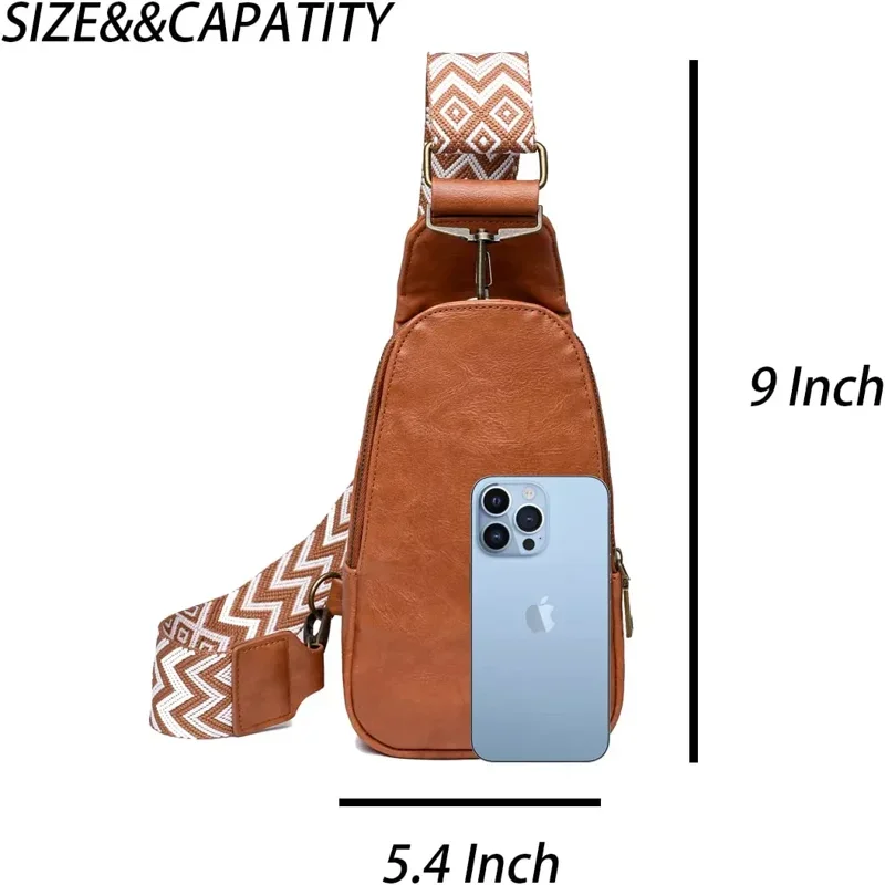 Chic Women PU Leather Small Chest Bag,Sling Daypack Backpack,Crossbody Shoulder Satchel For Traveling Adventure