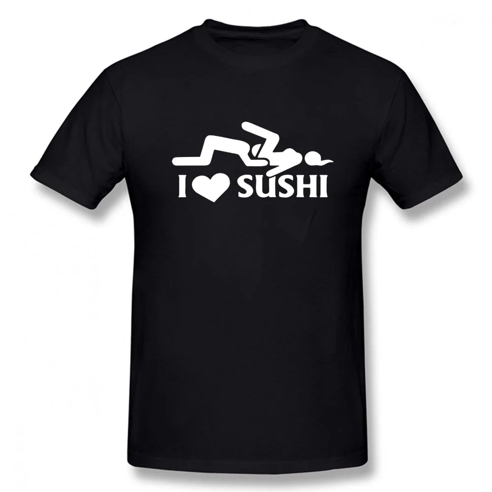 

Camiseta divertida de I Love Sushi, Camiseta de algodón de manga corta para adultos, Camiseta holgada con estampado de cuello