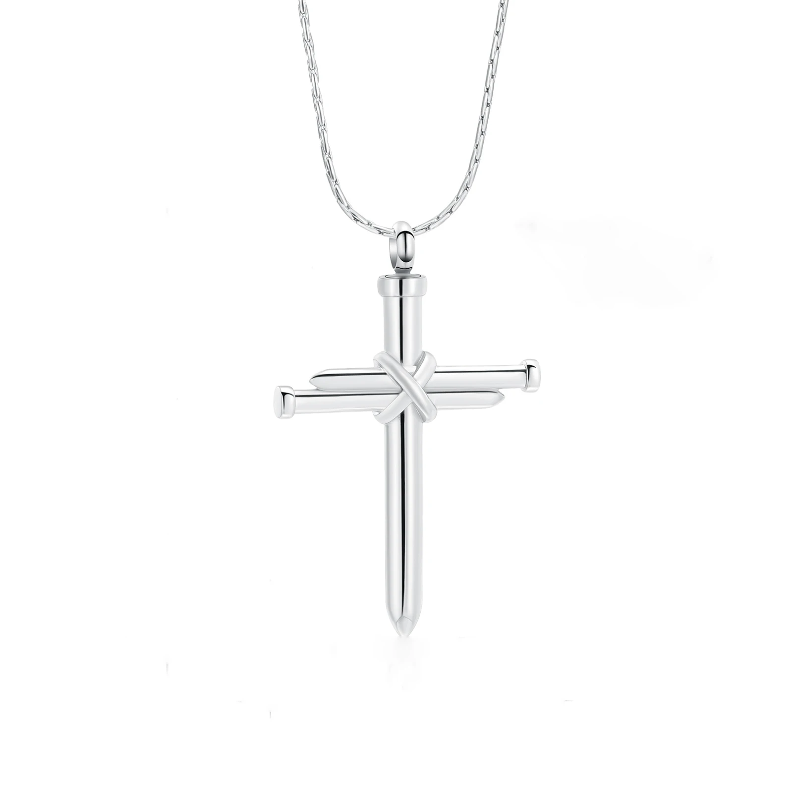 Nail Cross Pendant New Fashion Design Necklace Cremation Jewelry Memorial Ashes Holder Urn Personalized Men's Necklace Gift