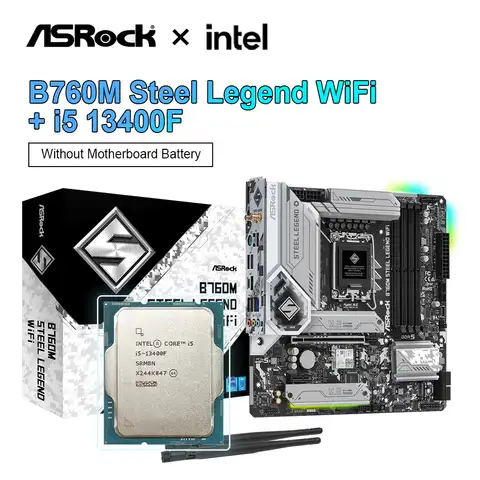 ASRock Новый B760M Steel Legend WiFi LGA 1700 DDR5 4800 Micro ATX материнская плата 128 ГБ + Intel 13400F 13 Core CPU Placa Mae Kit