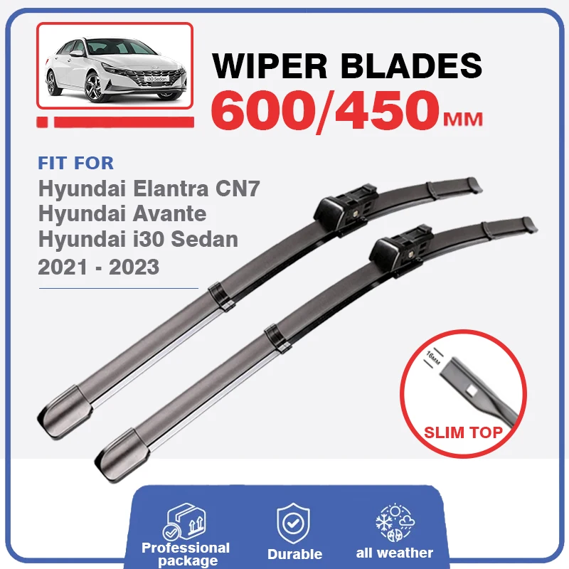 

For Hyundai Elantra Avante i30 N CN7 2021 2022 2023 Accessories Front Windscreen Wiper Blades Brushes for Car Cutter Windshield