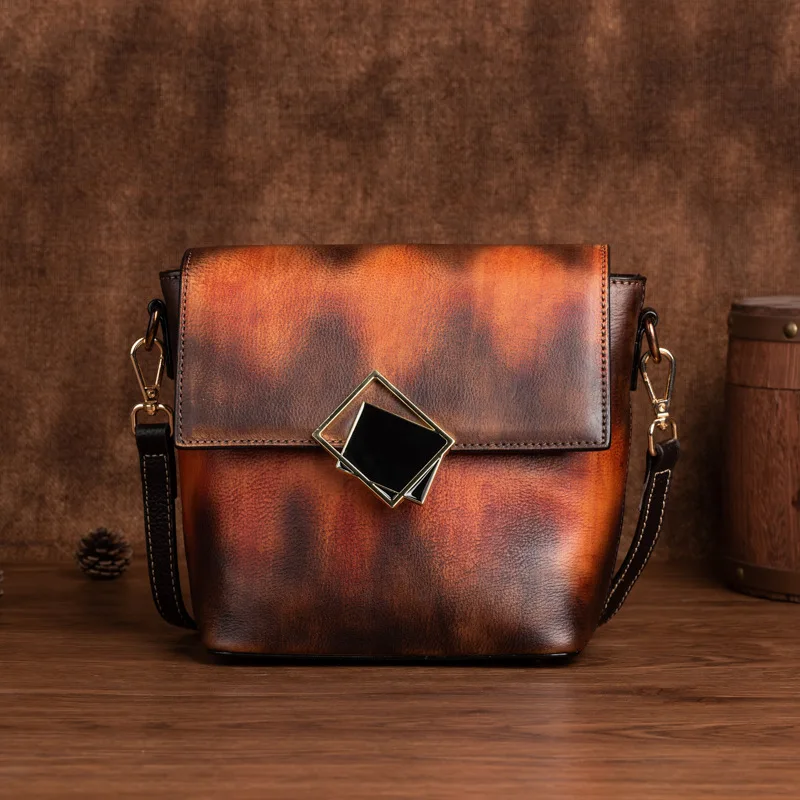 

Fashion Trend Sling Messenger Luxury Designer Handbags Women'S Genuine Leather Casual Vintage Crossbody Shoulder Bags For Lady