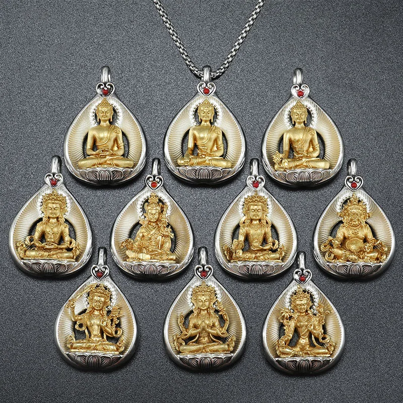 

Thailand TibetSilver efficacious Amulet Pendant safety good luck exorcise evil spirit Guanyin Guru Rinpoche Buddha God of wealth