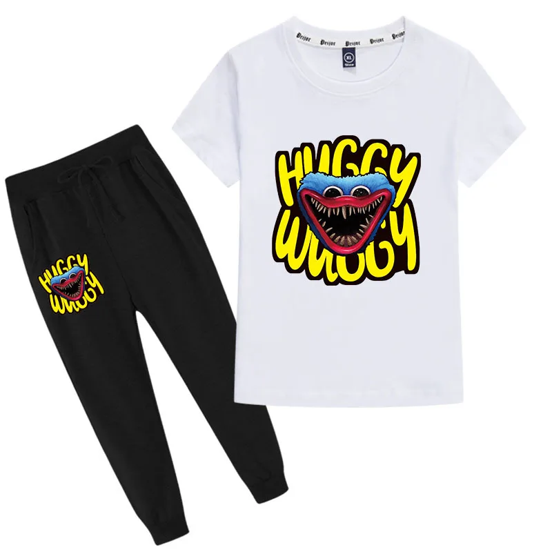 

2022 Summer Poppy Playtime T Shirt Kids Huggy Wuggy Tracksuit Toddler Girls Short Sleeves T-shirt+pants 2pcs Set Boys Clothes
