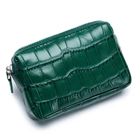 top layer full grain genuine cow leather crocodile texture multi function small palm bag lady versatile coin purse handbag