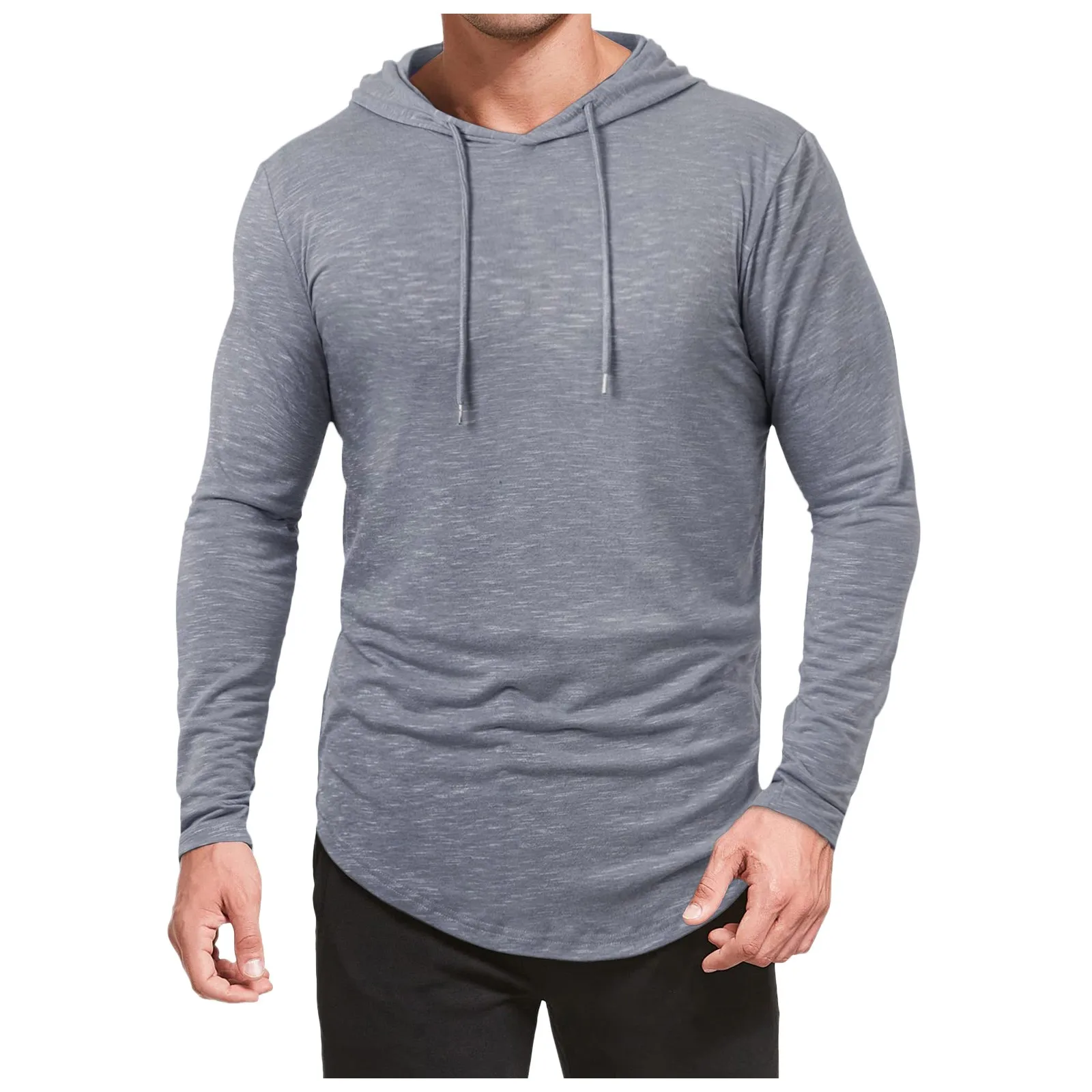 Мужские спортивные футболки с капюшоном Классическая однотонная Толстовка на