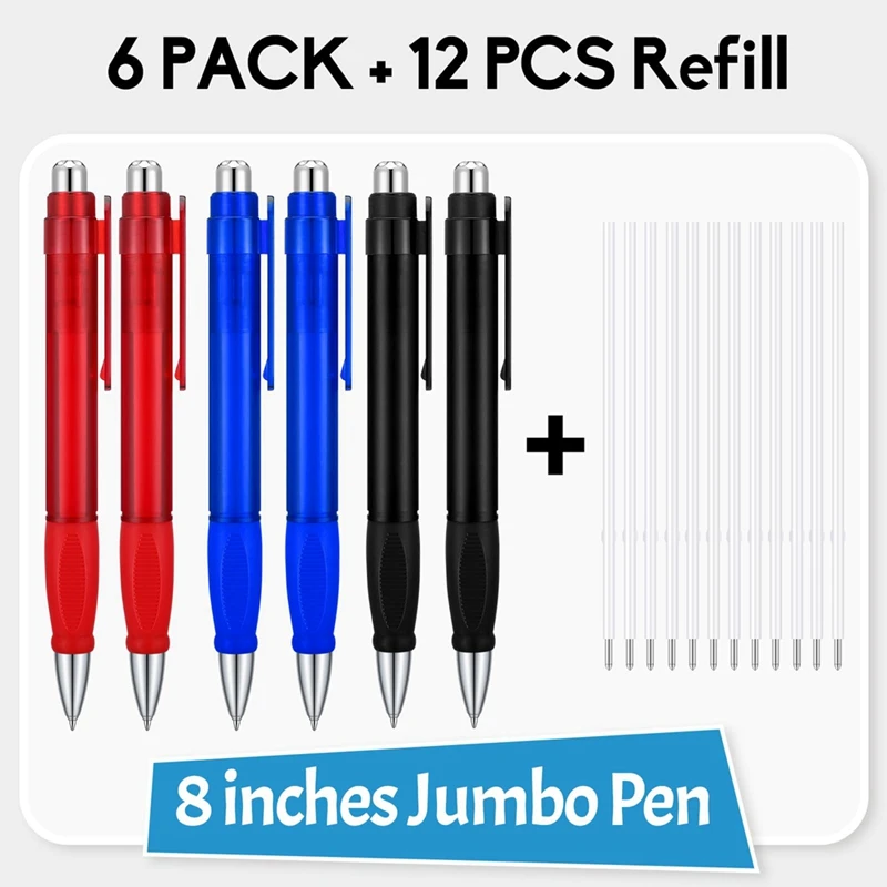 Большие шариковые ручки Jumbo Pen с наполнителем 6 шт.
