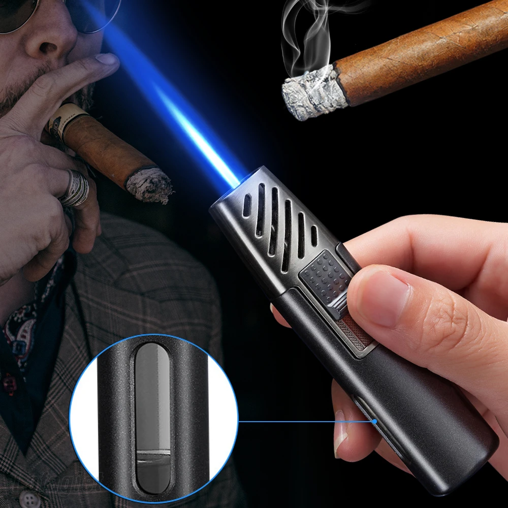 

Jet Flame Cigar Lighter Portable Metal Inflatable Kitchen BBQ Turbo Butane Gas Lighter Powerful Windproof Outdoor Ignition