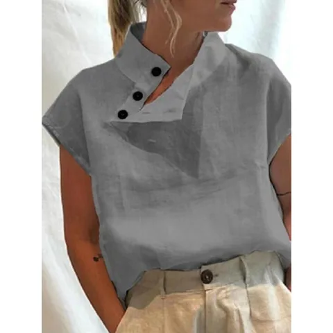Women Clothing Vintage Fashion Clothes Tops Y2k Cotton Linen Casual Tees Summer Streetwear Blouses Elegant Shirts for Women