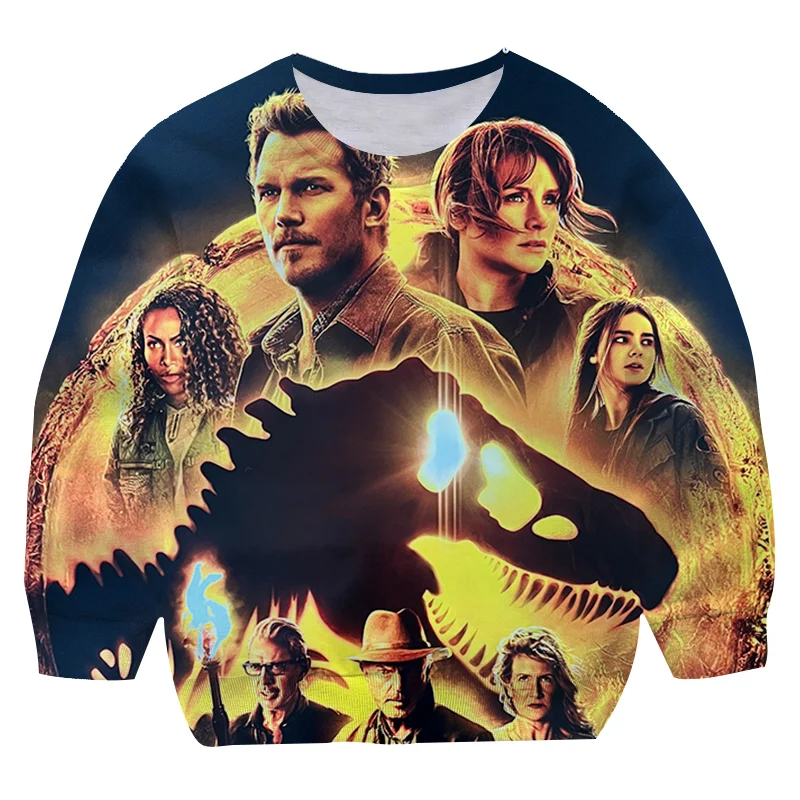 

2022 New kids 2-14 years old Jurassic Reign Garden collared hoodie 3D printed boys popular children wear long sleeves fall