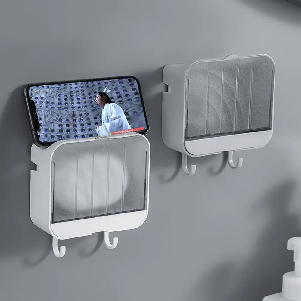 

Flap Style Wall Mounted With Detachable Drawer With Hook Soap Box Storage Rack Soap Dish Soap Holder