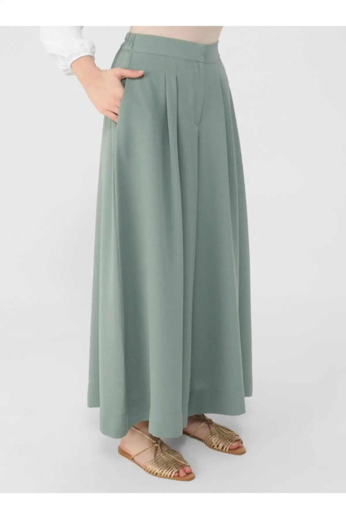 

Women's Antique Green Fabric draped pants Women's Islamic Clothing Pants