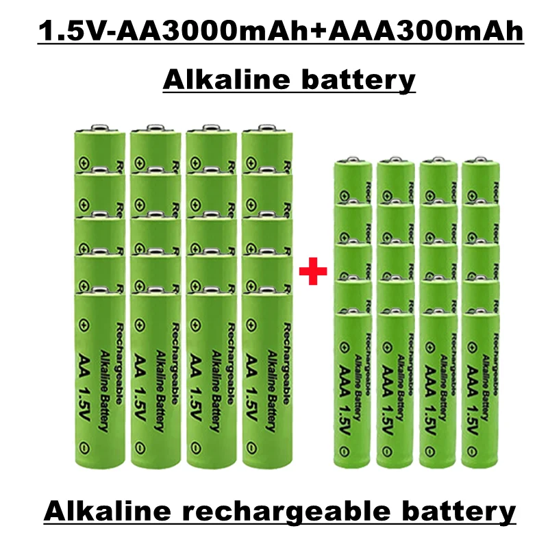 

Aaa+aa 1.5V rechargeable battery, 3000 MAH +3000 MAH, suitable for remote controls, toys, clocks, radios, etc., package sales