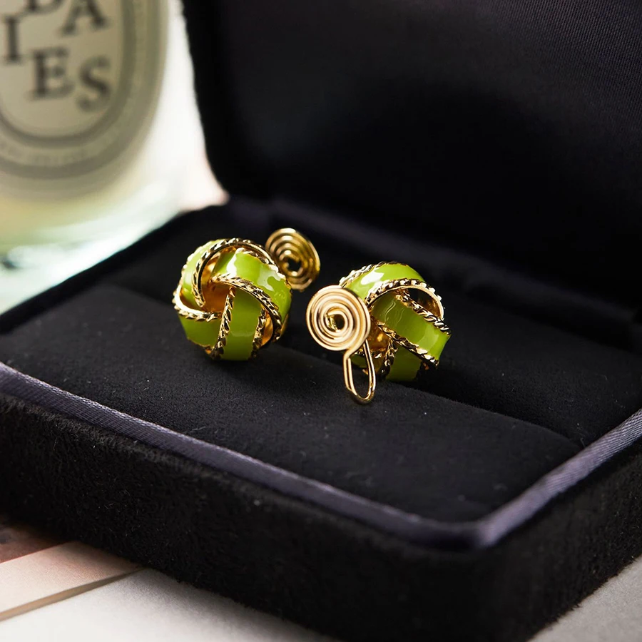 Женские эмалированные Серьги-клипсы элегантные французские серьги в ретро-стиле